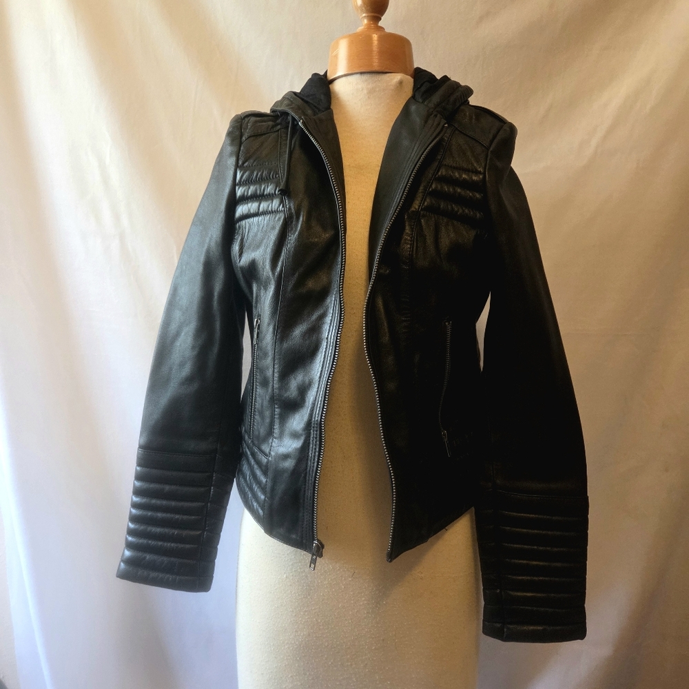 First Classics Black Leather Jacket Medium - image 1